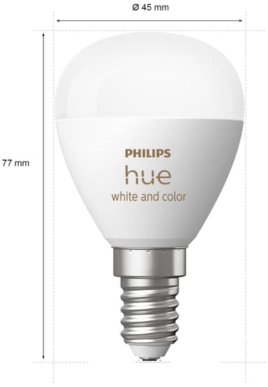 Philips Hue Luster LED-lyspære WCA 5,1W P45 E14 2-pk.