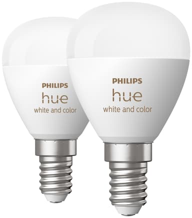 Philips Hue Luster LED-lyspære WCA 5,1W P45 E14 2-pk.