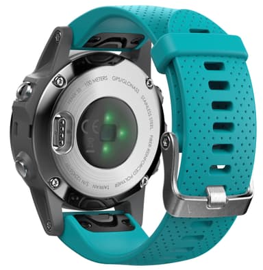 Garmin Fenix 5s multitreningsklokke (sølv/turkis)