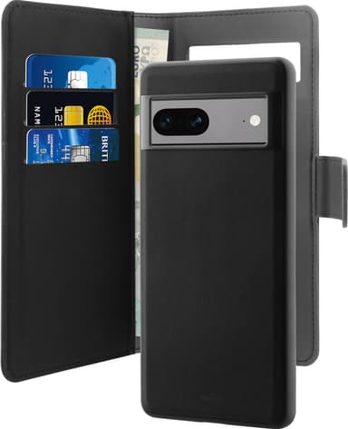 Puro Google Pixel 7A 2-i-1 lommebokdeksel (sort)