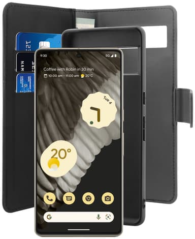 Puro Google Pixel 7A 2-i-1 lommebokdeksel (sort)