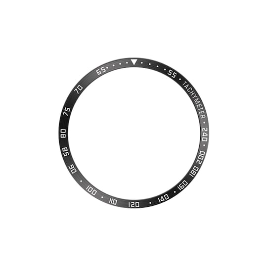 Svart sirkel med hvite bokstaver Klokkeramme kompatibel med Samsung Watch 6 Sort 36.5mm/40mm