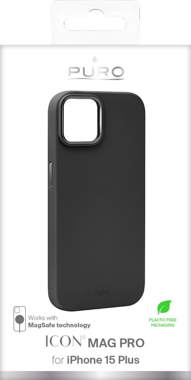 Puro Icon Mag Pro iPhone 15 Plus deksel (sort)