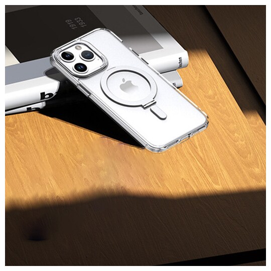 INF Magnetisk beskyttende telefonveske med usynlig stativ som er kompatibel med iPhone Sølv iPhone 14 Pro