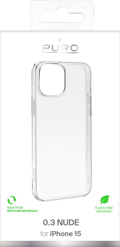 Puro 0.3 Nude iPhone 15 deksel (gjennomsiktig)