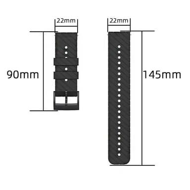 INF Silikon Twill Forlenget modell Klokkereim Armbånd for Garmin Forerunner 22mm Sort