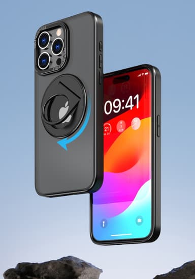 Magnetisk beskyttende telefonveske med usynlig stativ som er kompatibel med iPhone Sort iPhone 14 Pro Max