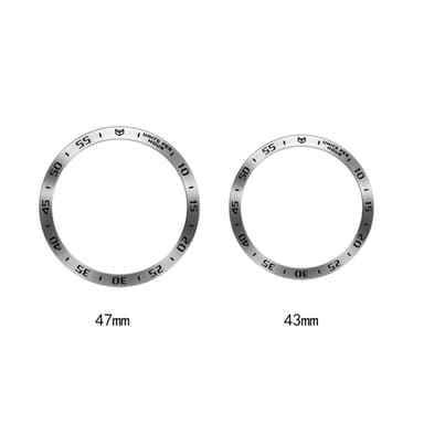 Svart klokkeramme med hvite bokstaver Kompatibel med Samsung Watch 6 Sort 40.5mm/43mm