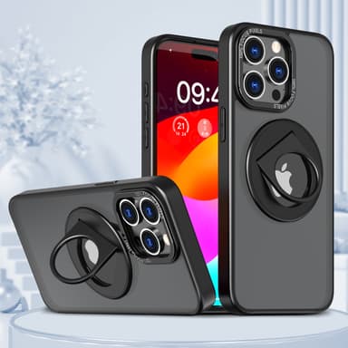 Magnetisk beskyttende telefonveske med usynlig stativ som er kompatibel med iPhone Sort iPhone 14 Pro Max