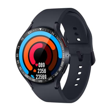 Svart sirkel med hvite bokstaver Klokkeramme kompatibel med Samsung Watch 6 Sort 36.5mm/40mm