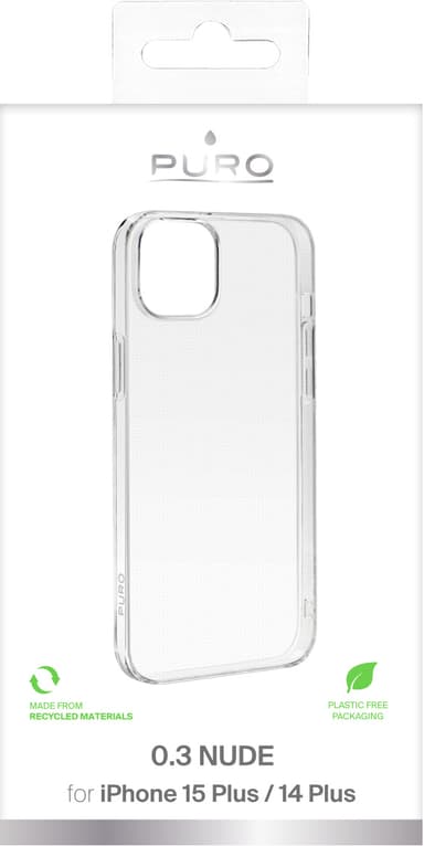 Puro 0.3 Nude iPhone 15 Plus deksel (gjennomsiktig)