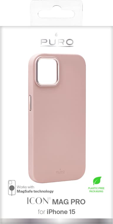 Puro Icon Mag Pro iPhone 15 deksel (rosa)