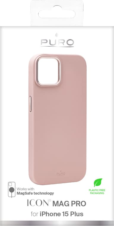 Puro Icon Mag Pro iPhone 15 Plus deksel (rosa)
