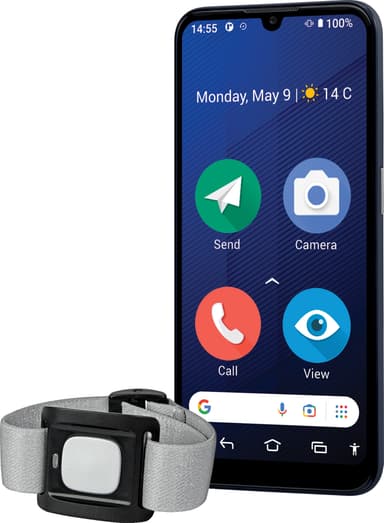 Doro 8210 4/64GB smarttelefon med alarmknapp (blå)