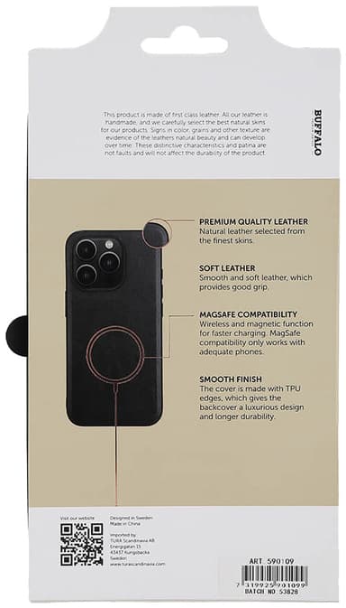 Buffalo iPhone 15 Pro Leather MagSeries deksel (sort)