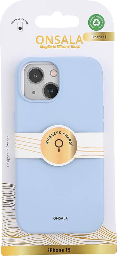 Onsala iPhone 15 Silicone deksel (lyseblå)