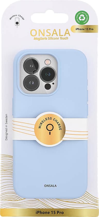 Onsala iPhone 15 Pro Silicone deksel (lyseblå)