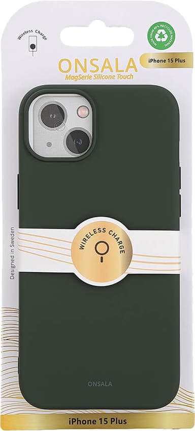Onsala iPhone 15 Plus Silicone deksel (grønn)