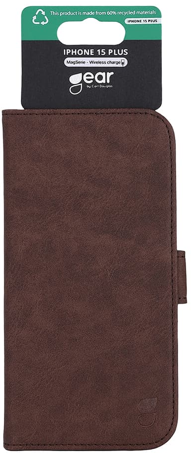 Gear iPhone 15 wallet Plus deksel (brun)