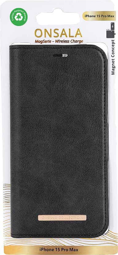 Onsala iPhone 15 Pro Max Magnetic Eco lommebokdeksel (sort)