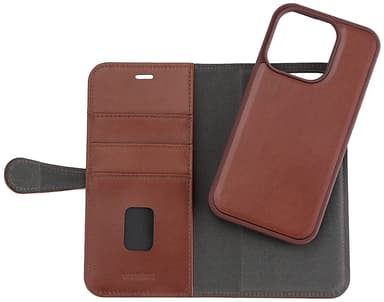 Buffalo iPhone 15 Pro 2-i-1 Leather MagSeries lommebokdeksel (brun)