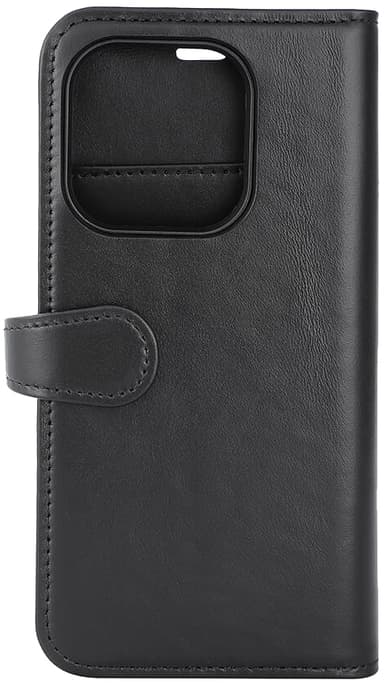 Buffalo iPhone 15 Pro 2-i-1 Leather MagSeries lommebokdeksel (sort)