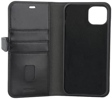 Buffalo iPhone 15 Plus 2-i-1 Leather MagSeries lommebokdeksel (sort)