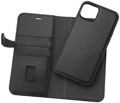 Buffalo iPhone 15 Plus 2-i-1 Leather MagSeries lommebokdeksel (sort)