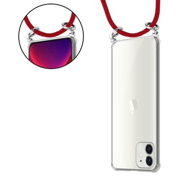 iPhone 12 MINI Deksel med Halskjede (rød)