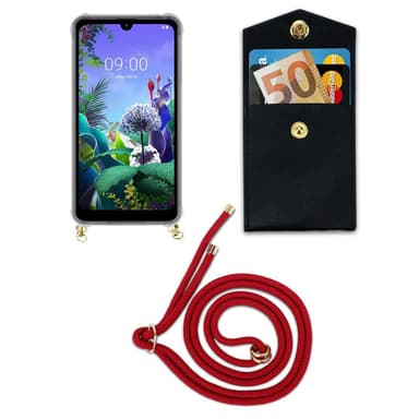 LG Q60 Deksel med Halskjede (rød)
