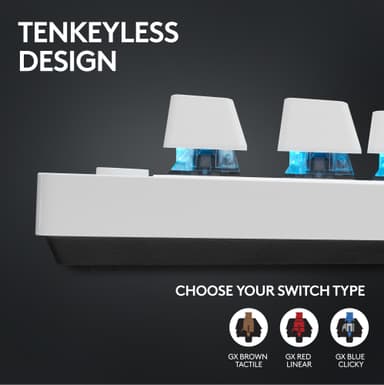 Logitech G PRO X TKL Lightspeed Tactile trådløst gamingtastatur (hvit)