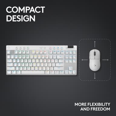 Logitech G PRO X TKL Lightspeed Tactile trådløst gamingtastatur (hvit)