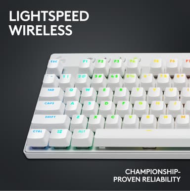 Logitech G PRO X TKL Lightspeed Tactile trådløst gamingtastatur (hvit)
