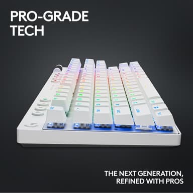 Logitech G PRO X TKL Lightspeed Tactile trådløst gamingtastatur (hvit)