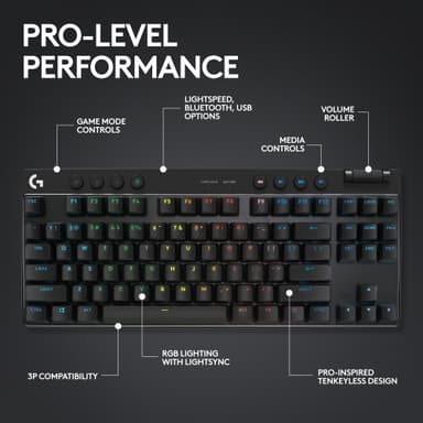 Logitech G PRO X TKL Lightspeed Linear trådløst gamingtastatur (sort)