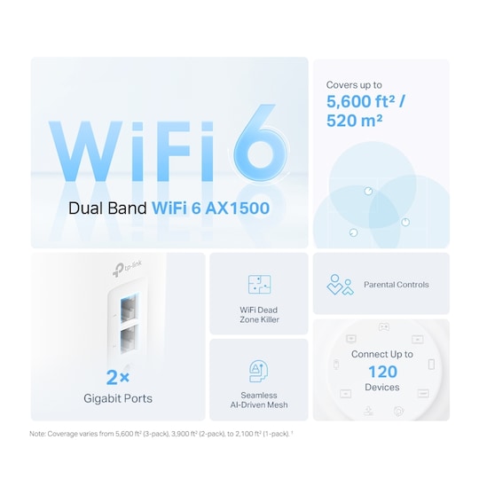 TP-Link Deco X10 WiFi 6 AX1500 mesh router (3-pakning)