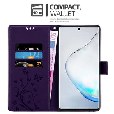 Samsung Galaxy NOTE 10 lommebokdeksel Blomster (lilla)