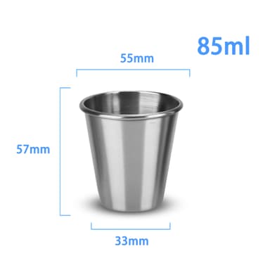 5x Krus i rustfritt stål stablebar drikkekopp (85 ml)