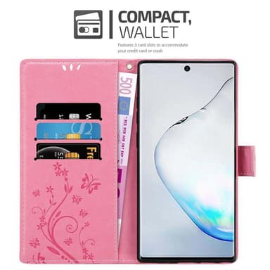 Samsung Galaxy NOTE 10 lommebokdeksel Blomster (rosa)