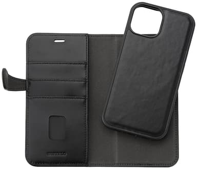 Buffalo iPhone 15 2-i-1 Leather MagSeries lommebokdeksel (sort)