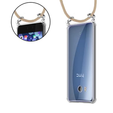 HTC OCEAN / U11 Deksel med Halskjede (brun)