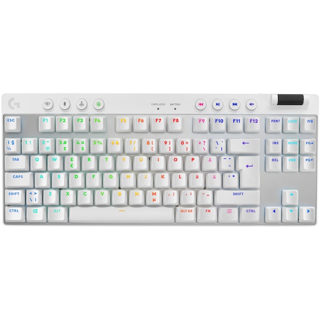 Logitech G PRO TKL Tactile trådløst gamingtastatur (hvit)