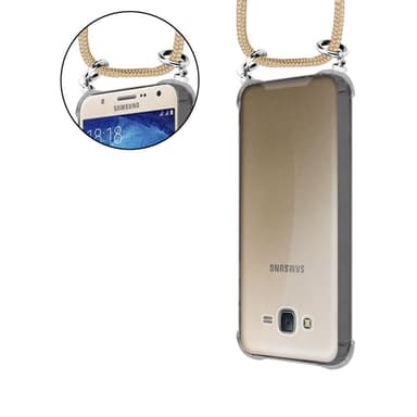 Samsung Galaxy J7 2015 Deksel med Halskjede (brun)