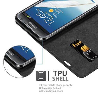 lommebokdeksel Samsung Galaxy NOTE 2 case (svart)