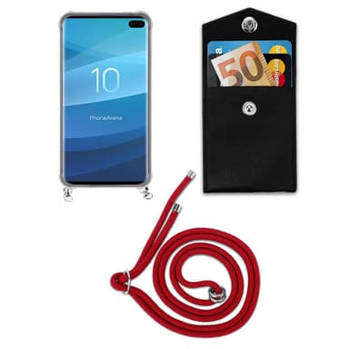 Samsung Galaxy S10 PLUS Deksel med Halskjede (rød)