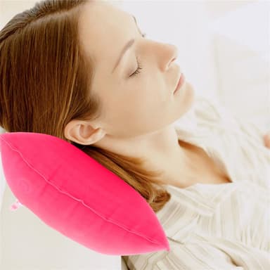 Pute for nakken ergonomisk oppblåsbar pute (rosa)