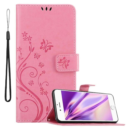 iPhone 6 PLUS / 6S PLUS lommebokdeksel Blomster (rosa)