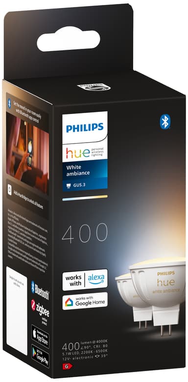 Philips Hue WA MR16 LED-lyspære 5,1W GU5.3 2-pk