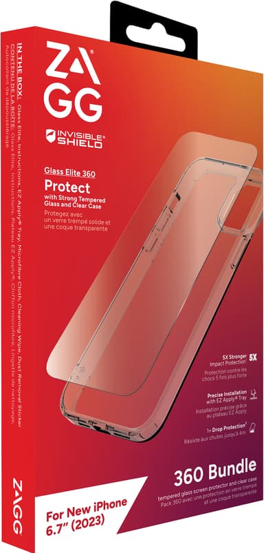 Zagg iPhone 15 Plus Glass Elite 360 deksel og skjermbeskytter (gjennomsiktig)