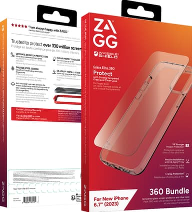 Zagg iPhone 15 Plus Glass Elite 360 deksel og skjermbeskytter (gjennomsiktig)
